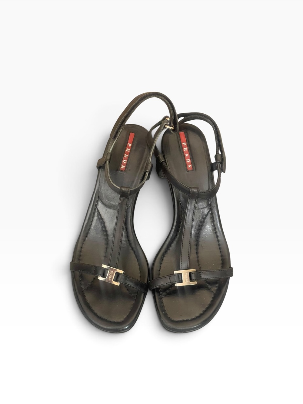 Prada calzature donna black sandals size 39.5 (9.5) USA - Picture 2 of 11